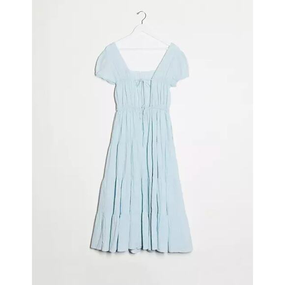 & OTHER STORIES Cotton Square Neck Smock Midaxi Dress Sky Blue {3P31} - Picture 6 of 11